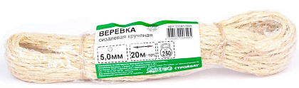 Веревка сизалевая 5 мм крученая (20м) (Стройбат)
