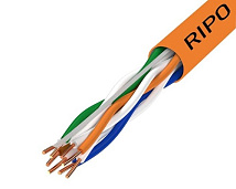Кабель RIPO U/UTP4 CAT5E 24AWG нг-LSZH Cu Standart (U/UTP-5e нг(А)-HF 4*2*0.5) (бухты по 305м)