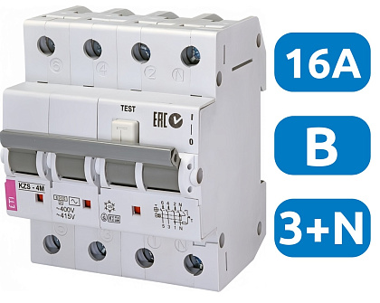 АВДТ KZS-4M B16/0.03 3+N, 30мА, тип АC, 6кА ETI
