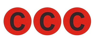 Знак безопасности символ "C" d=20мм красный (уп./100 шт) HLT