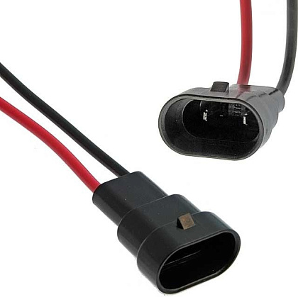 Авт. двухполюсный разъем с проводом, вилка H8/H11 M (plastic, Cu 10CM)