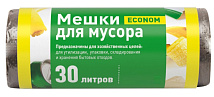 Мешок для мусора ПНД Эконом, 30л, 20 шт, в рулоне, черные MUS3020