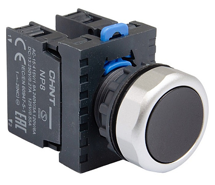 Кнопка NP8-10BN/2 чёрн.,1но, IP65 CHINT