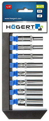 Набор головок удлиненных 50 мм 1/4", 8 шт. HOEGERT, ком