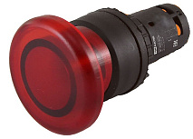Кнопка грибовидная, с пружинным возвратом, с подсветкой, LED, диам-35мм, NC, 220V, красная (SB7-CWM4