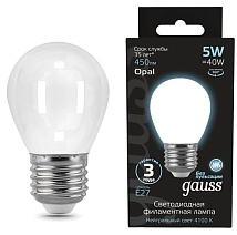 Лампа LED G45 E27 4100К 5Вт 450Лм Filament OPAL Gauss
