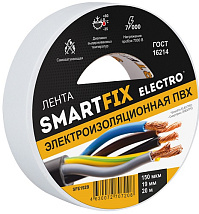 Изолента SmartFix ELECTRO, 19мм*20м 150 мкм, белая/60/6