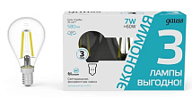 Лампа LED G45 E14 4100К 7Вт 580Лм упак.3Шт Filament Elementary Gauss