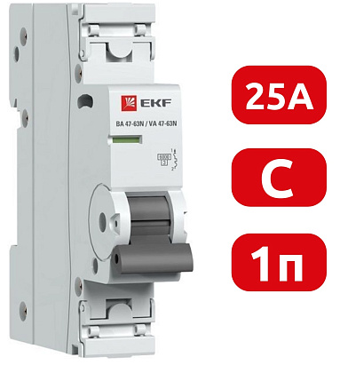 Автоматический выключатель ВА 47-63N C25/1 6кА Proxima EKF