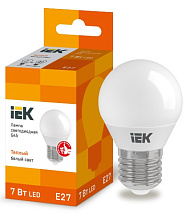 Лампа LED шар LED-G45 eco 7Вт 230В 3000К E27, 630Lm IEK