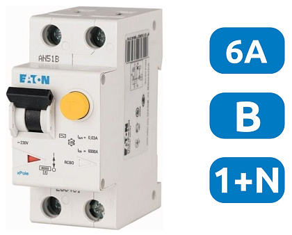 Автомат с УЗО PFL6-6/1N/B/003