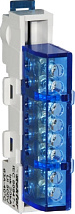 Шина изолированная KSN-6-6x9-08 BLUE сечение 6х9, 8 отв., крепление на DIN-рейку и поверхность, синя
