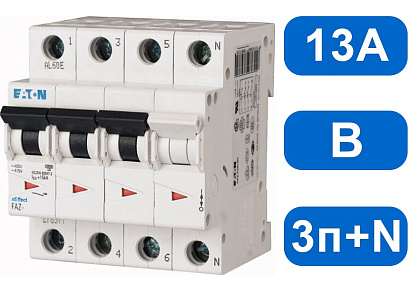 Автомат FAZ-B13/3N (В) 13 А 3+N 15 kA