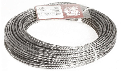 Трос 2/3 мм в ПВХ DIN3055 цинк (боб. 30м) (Стройбат), уп