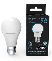 Лампа GAUSS LED A60 10W 920lm 6500K E27 1/10/50