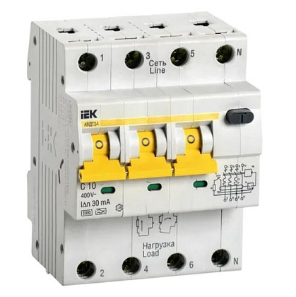 АВДТ34 С10/4/0,03, 30mA, тип АС, 6kA IEK