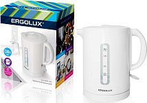 Чайник электрический белый  1.7л., 1500-2300Вт ERGOLUX ELX-KH01-C01 (пластиковый, спираль, 1.7л)***