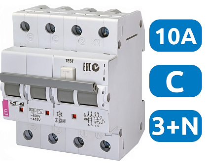 АВДТ KZS-4M C10/0.03 3+N, 30мА, тип АC, 6кА ETI