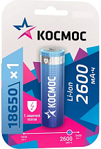 Аккумулятор Космос 18650 Li-ion 2600 mAh с защитой, 1*BL