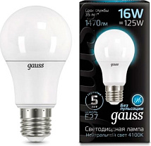 Лампа GAUSS LED A60 16W 220V E27 4100K 1470Lm