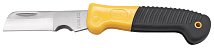 Нож электрика складной нержавеющий Профи, прямое лезвие 80 мм, прорезиненная ручка