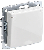 Розетка 1-я со шторками IP44 с/з белый BRITE IEK