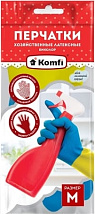 Перчатки хозяйственные латексные БИКОЛОР М/синий+желтый/ Komfi/144/12