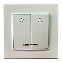 Выключатель проходной 2-кл. с подсветкой белый SD-P1008W AWSPRODUCTS