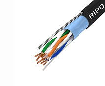 Кабель RIPO FTP4 CAT5E 24AWG 305м Cu (медь, outdoor) с одножильным тросом. черный