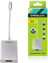 Переходник HDMI-Type C ERGOLUX ELX-VA01-Type C (Пластик, Металлик, Коробка)