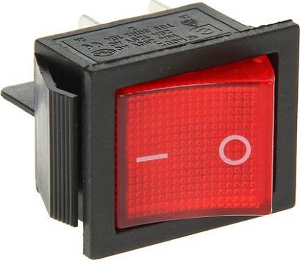 Выключатель клавишный 250V 16А (4с) ON-OFF красный с подсветкой (RWB-502, SC-767, IRS-201-1)