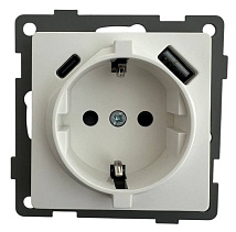 Розетка 1-я с/з с USB и TYPE C белая U1A-011 SoftTouch AWSPRODUCTS