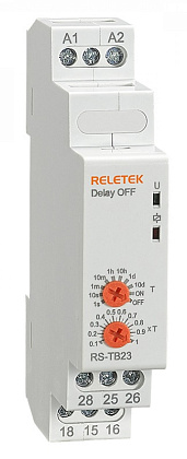 Реле времени RS-TB13, задержка на откл.1co, 8A, 24-240В AC/DC Reletek
