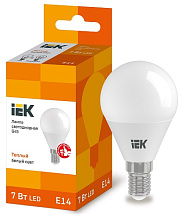 Лампа LED шар LED-G45 eco 7Вт 230В 3000К E14, 630Lm IEK