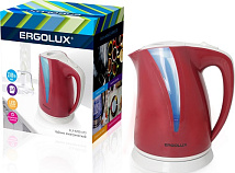 Чайник электрический вишнево-св.серый 2,0 л., 1500-2300Вт ERGOLUX ELX-KP03-C73 (пластиковый, 2.0л, 1