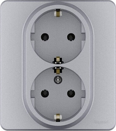 Розетка 2-я с/з Алюминий INSPIRIA LEGRAND