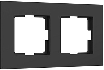 Рамка на 2 поста Slab (черный матовый)