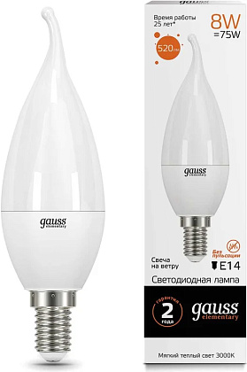 Лампа LED CB35 E14 3000К 8Вт 520Лм Elementary Gauss