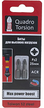 Бита 1/4" Pz2х25мм магнитная (2 шт) Quadro Torsion