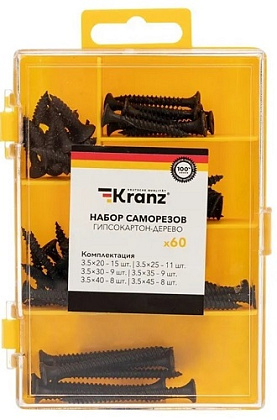 Набор саморезов по дереву (60 шт/уп) KRANZ
