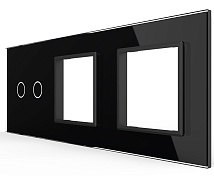 Панель для сенсорного выключателя и двух розеток Livolo, 2 клавиши, цвет черный, стекло