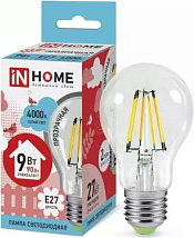 Лампа LED-A60-DECO 9Вт 230В Е27 4000К 810Лм прозрачная INHOME