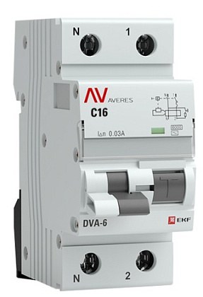 АВДТ DVA-6 B16/1+N 30мА, тип АС, 6кА AVERES EKF