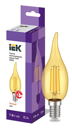 Лампа LED CВ35 E14 2700K 7Вт 840Lm на ветру золото IEK