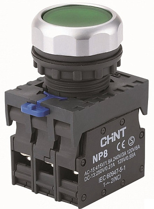 Кнопка NP8-10BN/3 зел.1но IP65 CHINT