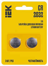 Батарейка дисковая литиевая CR2032 (2шт/блистер) IEK