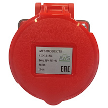 Розетка стационарная 16A 5п (3P+PE+N) SLN-115K IP44, 380В, AWSPRODUCTS