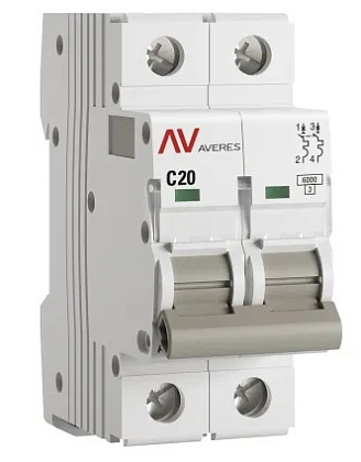Автоматический выключатель AV-6 C20/2 6кА  AVERES EKF