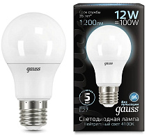 Лампа GAUSS LED A60 12W 220V E27 4100K 1200Lm