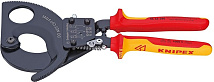 Резак для кабелей (по принципу трещоточного ключа) KNIPEX 52mm/380mm
